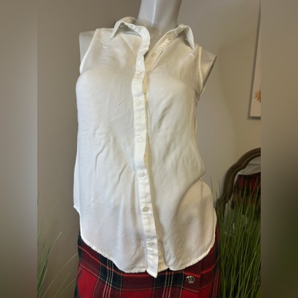 Elodie Sleeveless Open Back White Collar Shirt XS - Picture 2 of 4
